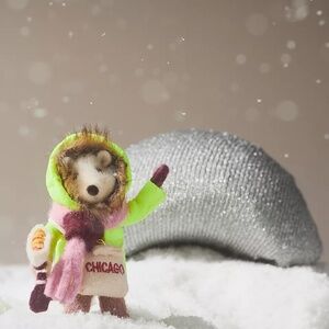 NWT Anthropologie Travel Fox Chicago Christmas Ornament  Felt